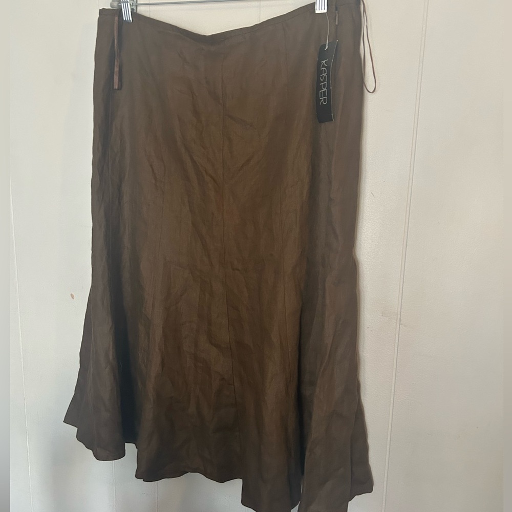 Kasper Women's Chocolate Brown Midi A-Line Skirt